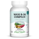 Maxi 건강 비타민 B 복합체 - B1, B2, B3, B6, B12, Biotin & Folate를 가진 높은 잠재적인 B 복합체 비타민 B-50 - 세포 에너지 및 정신적 선명도 지원 – Kosher – 100 캡슐