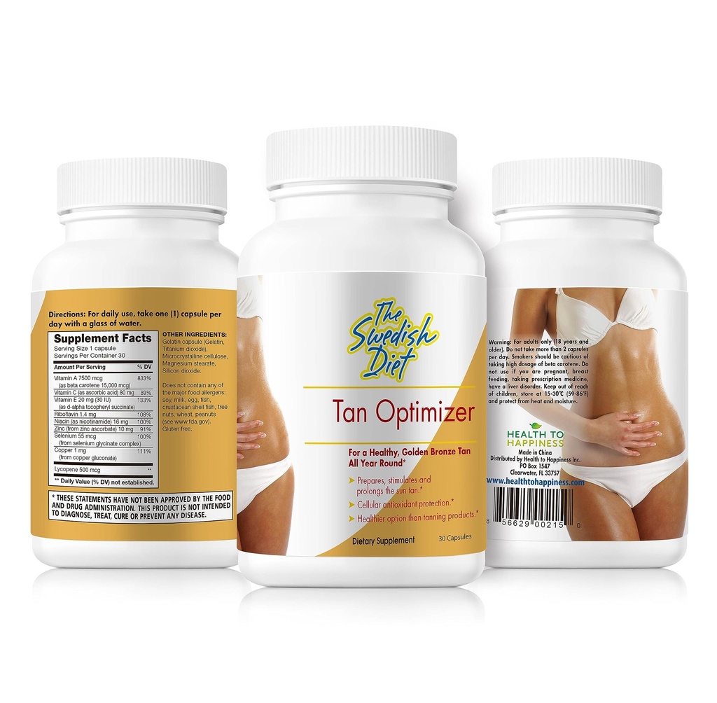 Tan Optimizer – 25,000 IU 비타민 A, 피부 건강 및 면역 지원을위한 베타 카로틴 및 산화 방지제 - 30 캡슐과 설탕 무료 타닌 알약