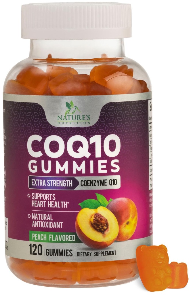 CoQ10 Gummies 100mg - 3X 힘, 높은 흡수, 심장 건강 지원 & 에너지 생산을 위한 산화 보충교재, 매우 Coenzyme Q10 비타민, Coq 10 보충교재, 비 GMO - 120 CoQ10 Gummies