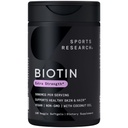 Sports Research® Biotin 5,000mcg with Organic Coconut Oil - Biotin (Vitamin B7) for Healthy Skin and Hair Support* - 여성 및 남성용 - Vegan, Non-GMO, 글루텐 & Soy-Free - 120 Veggie Softgel