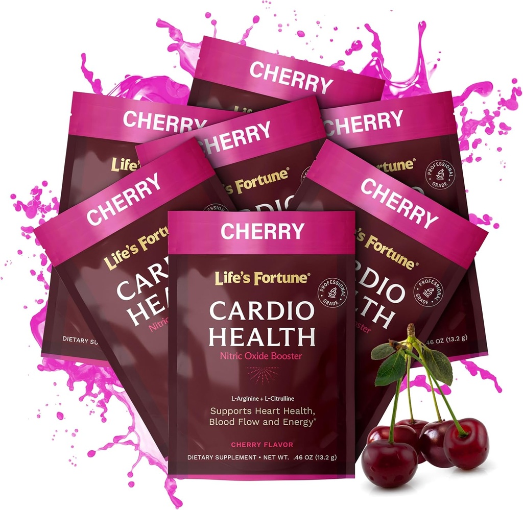 Life's Fortune L Arginine L Citrulline Supplement Powder - 천연 체리 맛이있는 높은 Potency Nitric Oxide Supplement Booster (7 서빙 (팩 1), Cherry)