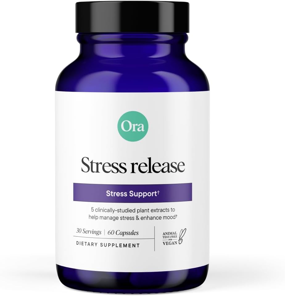 Ora Organic - 스트레스 완화 보충 - Mood & Mental Focus 지원 - Calm & Relaxed - Sensoril Ashwagandha, Saffron, Ginseng, L-Theanine, 레몬 발름 - 60 캡슐