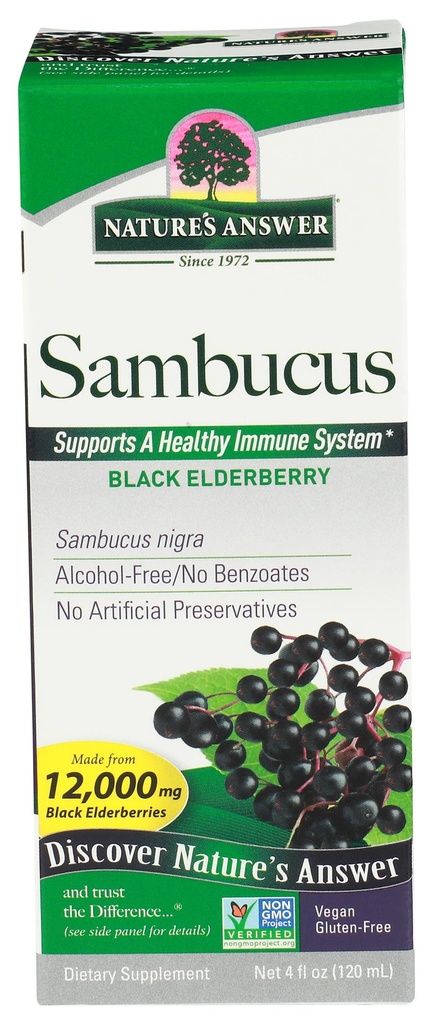 Nature's Answer Sambucus Dietary Supplement, Original for Daily Immune and Antioxidant 서포트 | 미국에서 만든 | 알코올 프리, 글루텐 프리 & 비건 4oz (팩 1)