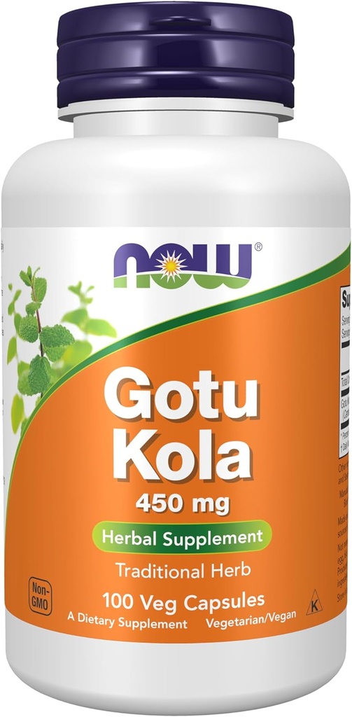 지금 식품 보충제, Gotu Kola (Centella asiatica) 450 mg, 초본 보충, 100 Veg 캡슐