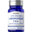 Piping Rock L-Methylfolate 7.5 mg | 60 캡슐 | Extra Strength Supplement | Active Folic Acid | Non-GMO, 글루텐 프리