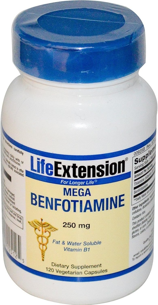 수명 연장 메가 Benfotiamine, 120의 vcaps 250 mg