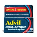 Acetaminophen, 125mg Ibuprofen 및 250mg Acetaminophen를 가진 Advil 이중 활동은 8 시간 고통 구호를 위한 모자를 씌우기 당 모자를 씌웁니다 - 18 조사