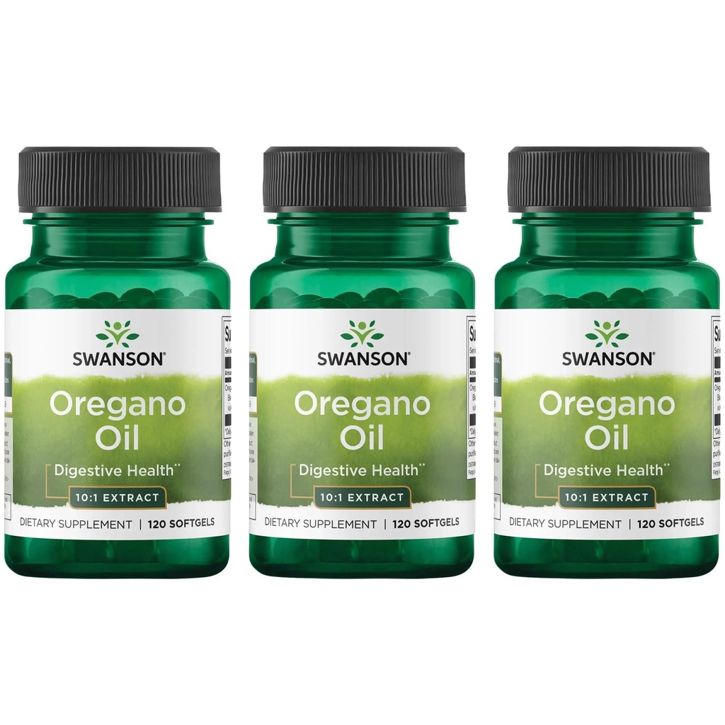 Swanson Oregano Oil 10 : 1 추출물 - 소화 건강 및 호흡 지원 촉진 - 위장 시스템 및 소변 검사 건강 지원 - (120 Softgels, 150mg 각각) (3 팩)