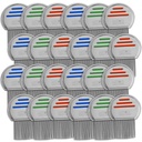 Lice Comb - (Pack of 24) 개인적으로 포장 된 전문 스테인레스 스틸 로우스 및 Nit Combs는 편안함을위한 둥근 팁이있는 달걀을 제거합니다.