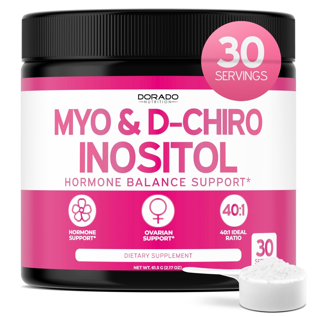 Myo-Inositol & D-Chiro Inositol 보충교재 분말 (2050mg 서빙 당 이상 40:1 비율 Myo Inositol, 30 일 공급) 여성을 위한 호르몬 균형을 위해 & Ovarian 건강 - 제3자 시험되는, Vegan & 미국은 만들었습니다