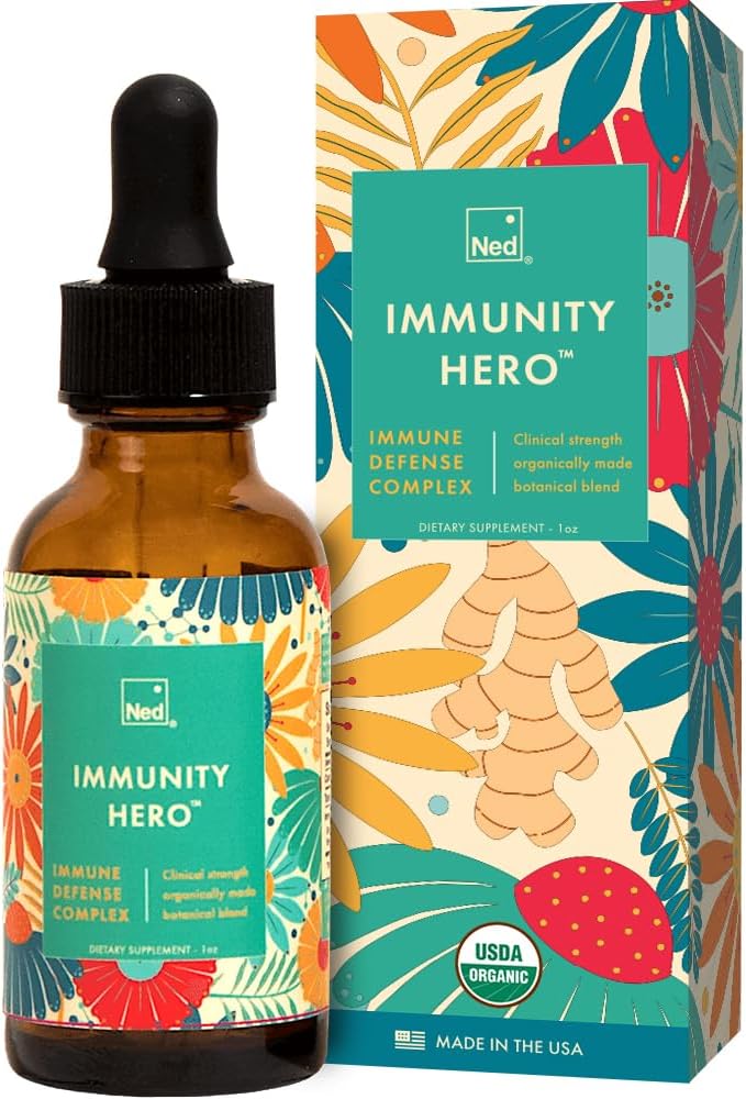 Ned Immunity HeroTM - 유기, 성인을 위한 초본 면역 지원 보충교재 - Echinacea와 Astralagus를 가진 면역 부스터