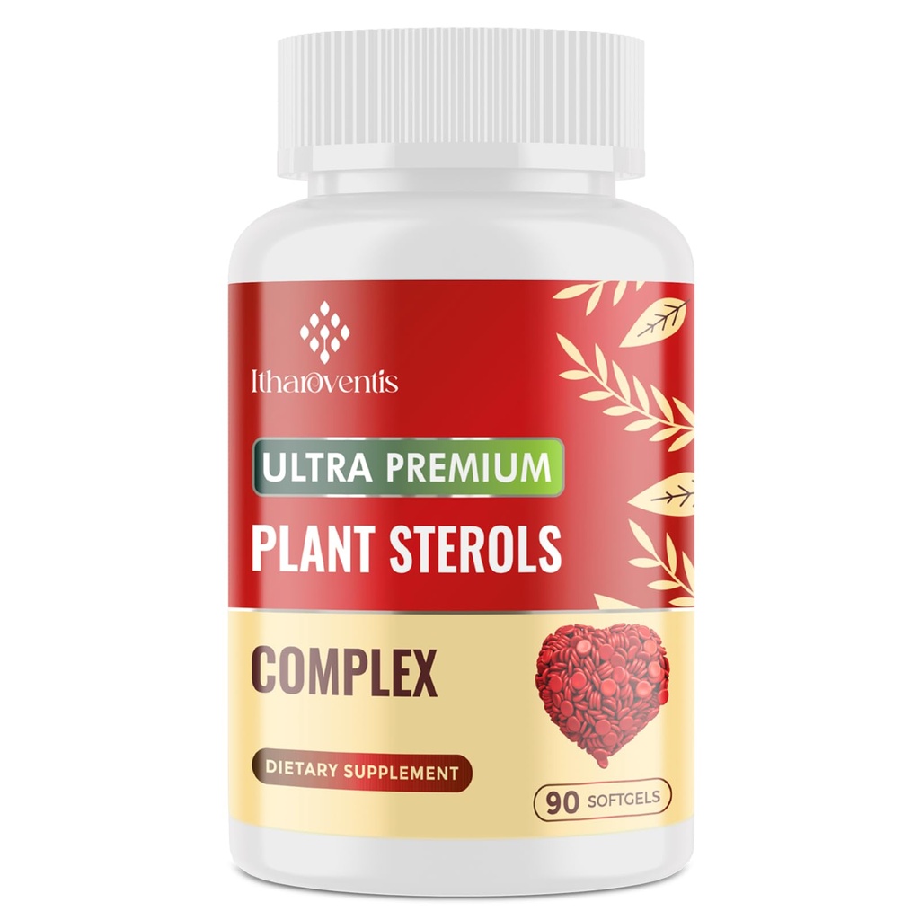 Cholesterol 식물 Sterols, Niacin, 빨간 효모 밥, Bergamot, Omega-3 & 마늘 - Advenced 흡수 공식 - 90 Softgels