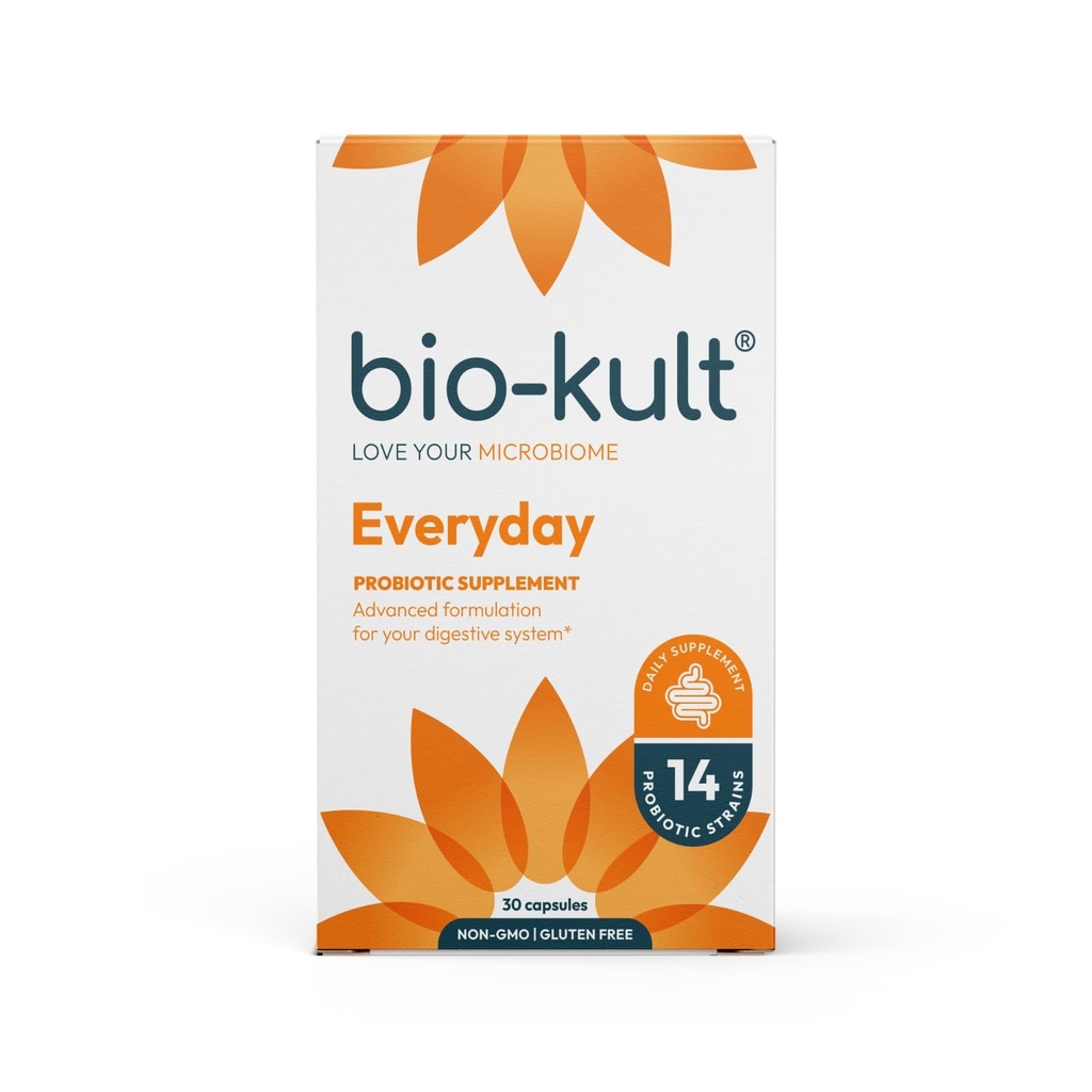 Bio-Kult Gut Health Probiotic Supplement, 14 Strains, 여성 및 남성을위한 Probiotics, 면역 지원, 소화 건강, 선반 안정, 비 GMO 및 글루텐 프리, 캡슐, 30 개 (팩 1)