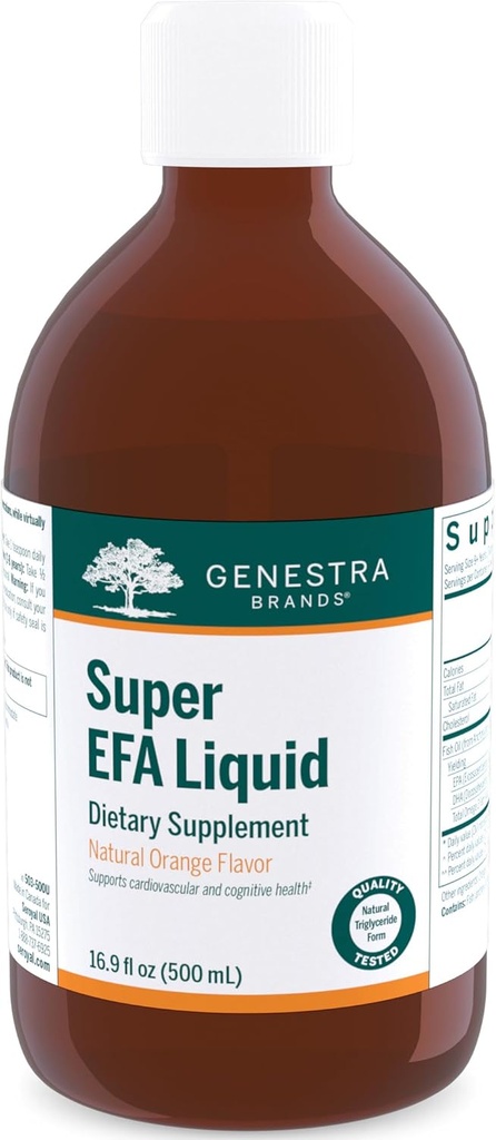 Genestra 브랜드 슈퍼 EFA 액체 | 심혈관 건강 지원, 뇌 발달, 눈, 그리고 어린이의 나침   16.9 Fl Oz | 자연 오렌지 맛