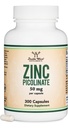 아연 Picolinate 50mg의 300의 캡슐 (Immune 지원) 비 GMO의 두 배 목제 보충교재에 의하여 글루텐 자유로운 (300 일 공급)