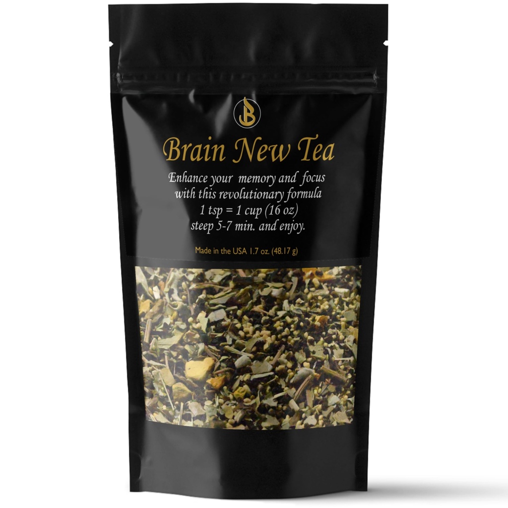 두뇌 새로운 차 - 정신 명확성, 기억 & 초점 부스트, Nootropic의 Bacopa, Yerba Mate, Rhodiola Rosea, Gingko Biloba, Gotu Kola, Reishi를 가진 두뇌 안개 기복을 위한 보충교재.