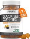 Black Seed Oil Gummies - 천연 생강 Ale 맛 (Non-GMO & Vegan) 냉압 Nigella Sativa 생산 순수 검정 Cumin Seed Oil - 2 Gummy 서빙 당 500mg