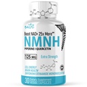 Nature's Fusions NMNH (NMN 보충교재 대안) (Dihydronicotinamide Mononucleotide) 125mg - 25배 NR & NAD+ 보다는 더 효과적인 - 10배까지 NAD+를 밀어줍니다 - 30 조사 (30 봉사)