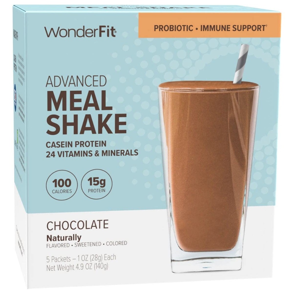 WonderFit By WonderSlim Protein 식사 교체 Shake, 초콜릿, Probiotic & Immune 지원, 글루텐 무료 (5ct)