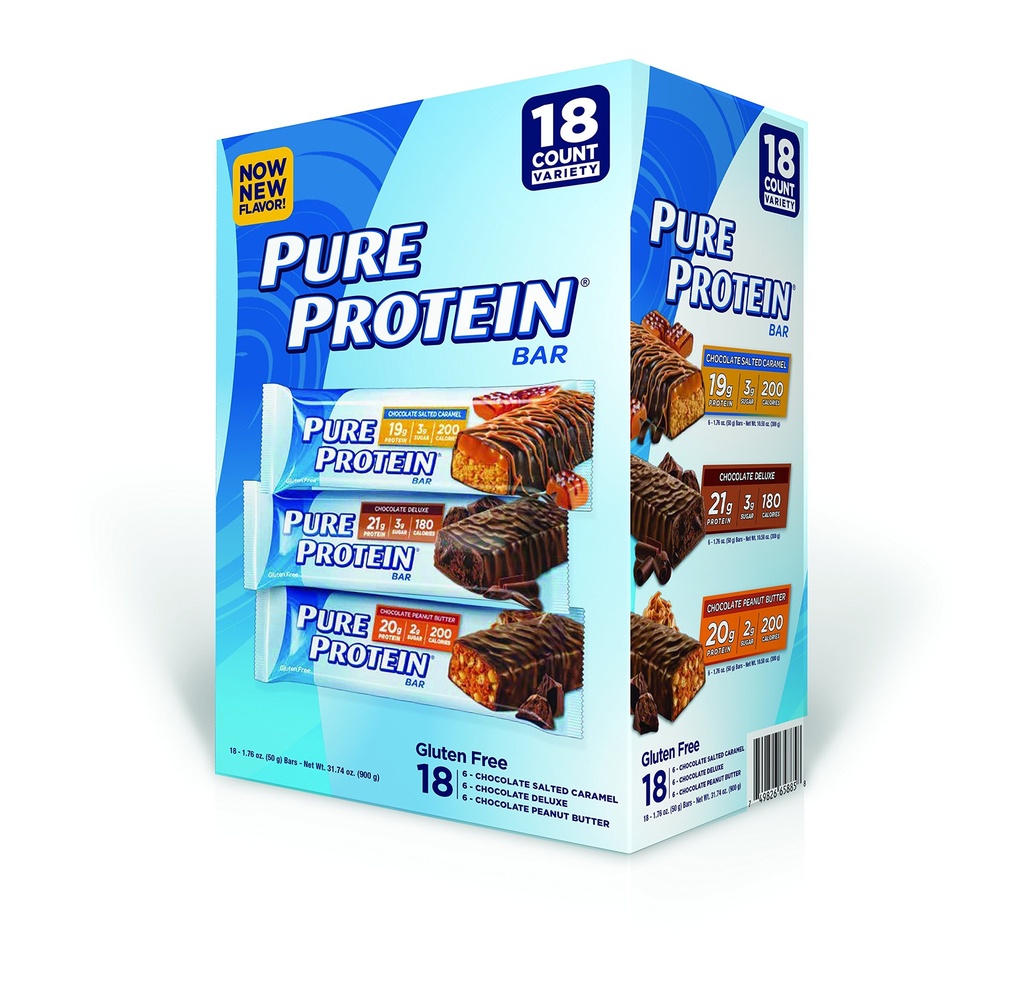 순수한 단백질 막대기, 초콜렛 땅콩 버터 소금에 절인 Caramel/Chocolate Deluxe, 18 조사