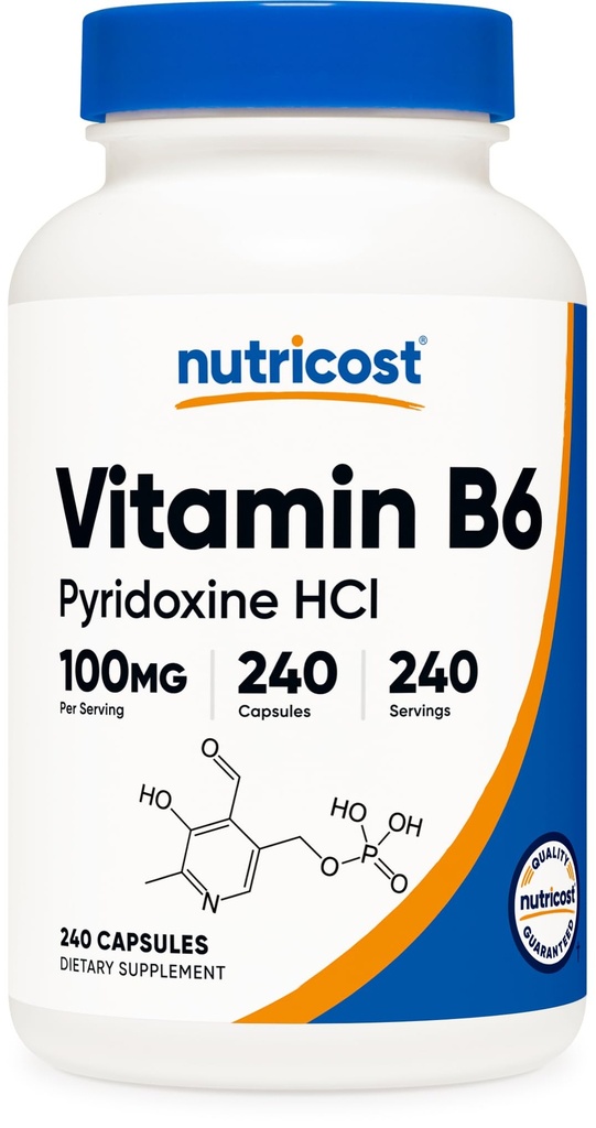 Nutricost 비타민 B6 (Pyridoxine HCl) 100mg의 240의 캡슐