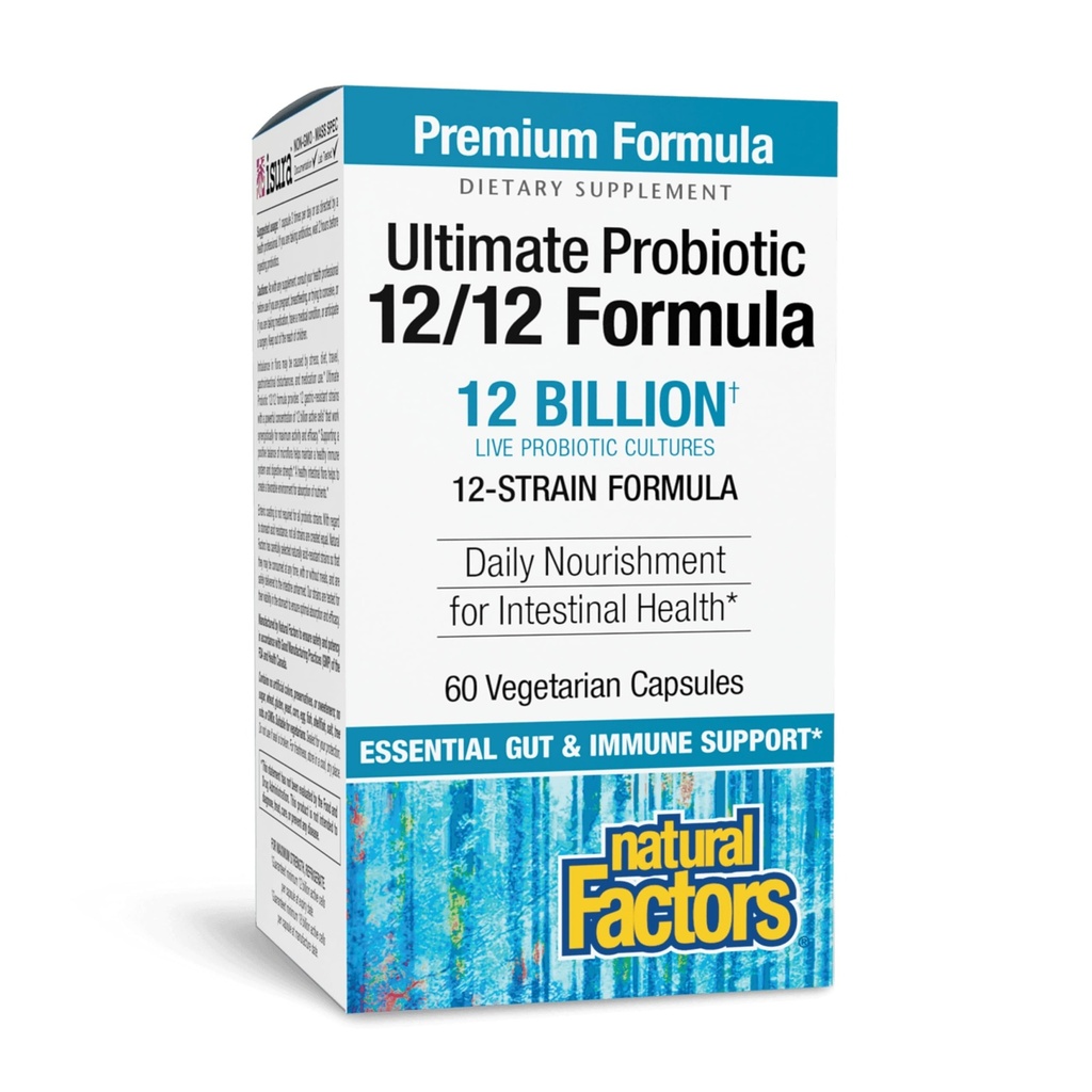 자연적인 요인 궁극적인 Probiotic 12/12 공식 - Probiotics를 가진 소화 건강 지원 보충교재 - 면역력 & Gut 건강 지원 보충교재 - 60 채식 캡슐 (60의 서빙)