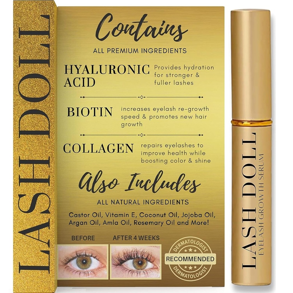 속눈썹 성장 세럼 Lash Serum for Eyelash growth Made with Natural Ingredients & Hyaluronic Acid, Biotin, Collagen | Lash Growth Serum & Eyebrow Growth Serum by PeachyandMore