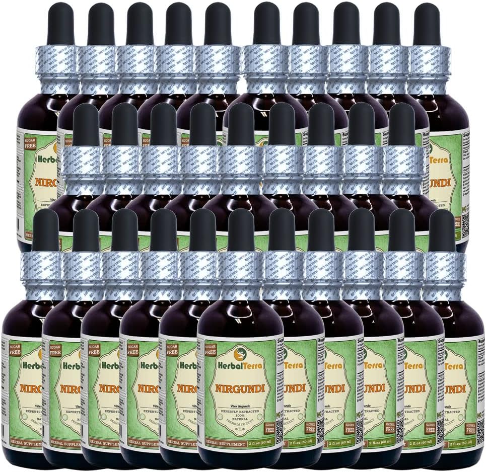 Nirgundi (Vitex Negundo)는 잎 알콜 자유로운 액체 추출물을 말렸습니다 (브랜드 이름: HerbalTerra, 미국에서 Proudly 만드는) 30x2 oz