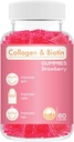 교원질 Biotin Gummies - 머리, 피부 & 못 머리 성장 노화 방지 배려 Chewable 거미 비타민, Vegan, 비 GMO, 글루텐 자유로운, 젤라틴 딸기 풍미 60 조사, 분홍색을 지원합니다