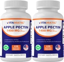 Vitamatic Apple Pectin 700mg - 병 당 120 채식 캡슐 | 2-Pack (240 채식 캡슐) 천연 다이어트 섬유 보충 교재 - 소화 건강 및 정기적 인 지원 *