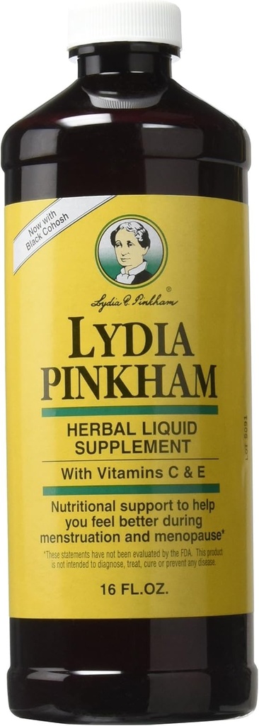 Menstruation와 Menopause 지원을 위한 Lydia Pinkham 액체 초본 보충교재, 16 Ounce