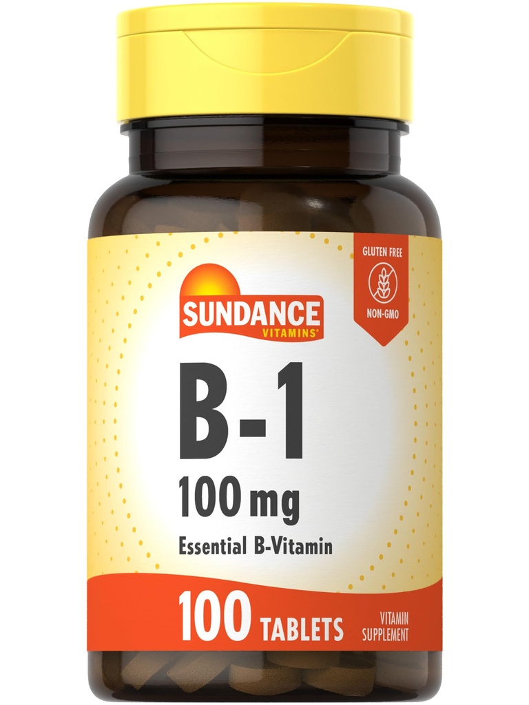 선댄스 비타민 B-1 | 100mg | 100 정제 | 필수 비타민 보충 | 채식주의, 비 GMO, 글루텐 프리 포뮬러