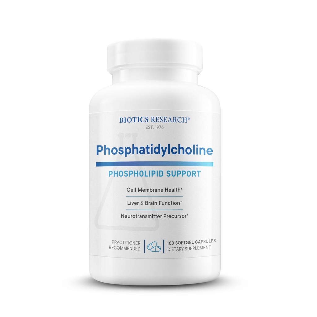 Biotics 연구 Phosphatidylcholine 420 mg/softgel, 건강한 Cognitive 기능, Lecithin에서 Derived, Neurotransmitter Acetylcholine, 100 서빙을위한 Choline 포함