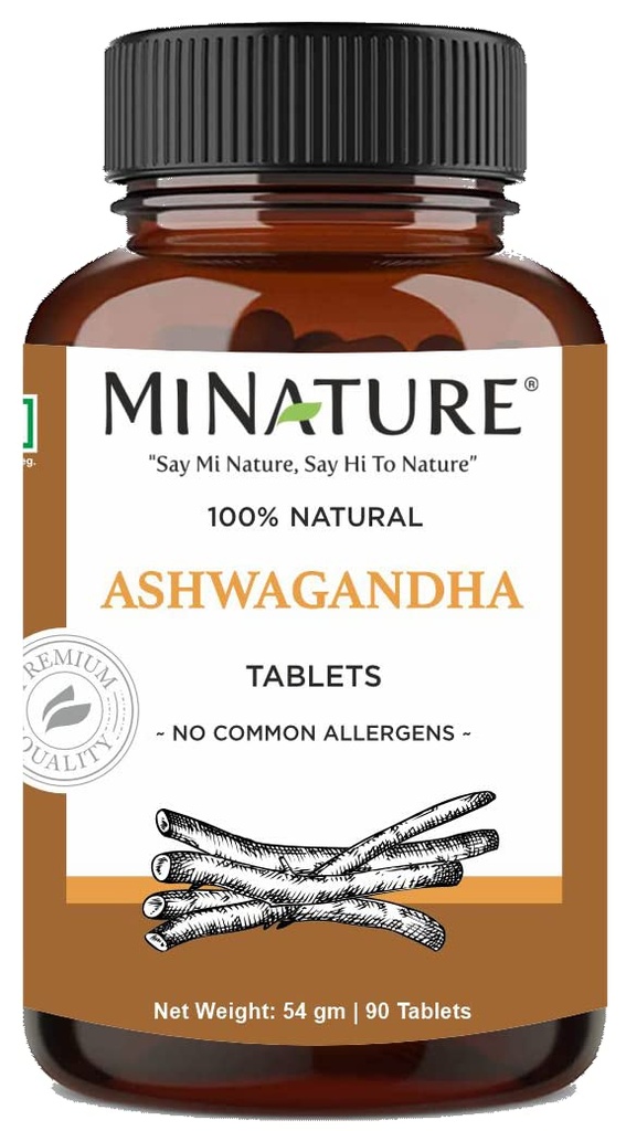 Ashwagandha Tablets- 90 Tablets, 1000 mg by mi Nature | 45 Days 공급 |100% 천연 Ashwagandha | 채건 | 인도