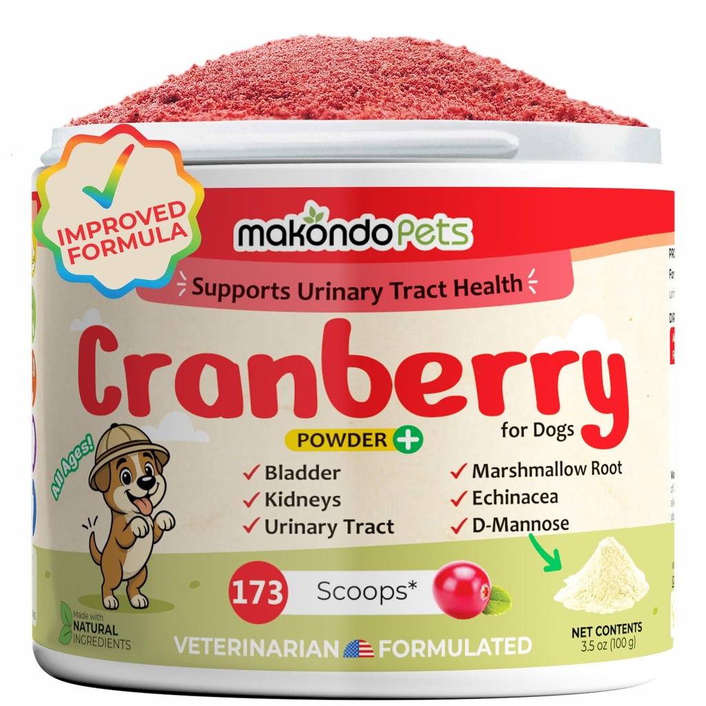 분말의 개를위한 크랜베리 - Urinary Tract Health, Dog UTI, Bladder Support, Bladder Stone, Incontinence Support, Cranberry Supplement - 베이컨 맛 (100 개 국자)