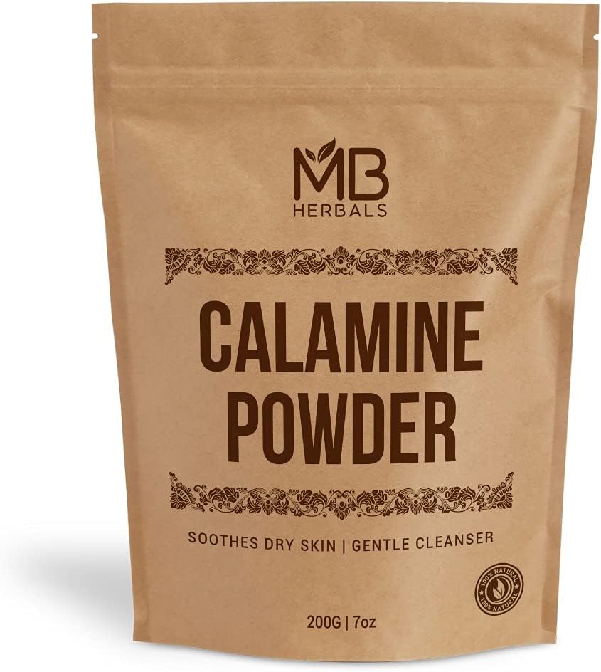MB Herbals Calamine Powder 7 oz (200 그램) | 건성 피부를위한 비누 만들기 및 소싱 페이스 팩을위한 Calamine Powder | 외장 향수 또는 색상 | 보존제 없음