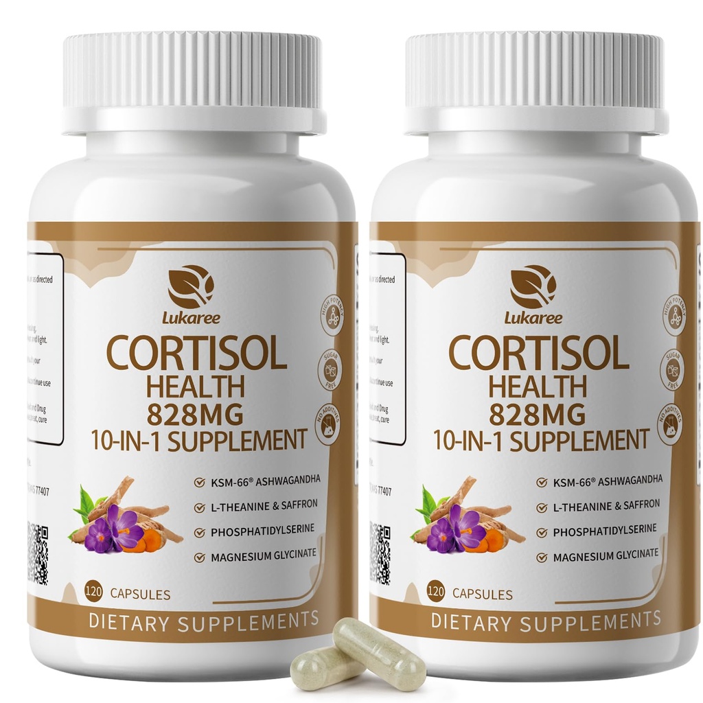 마그네슘, Ashwagandha, Chamomile, L-Theanine, Phosphatidylserine, St. John 's wort, Astragalus, 비타민 C & D3, 여성 남성, 4 개월 동안 240 Vegan 캡슐, 비 GMO