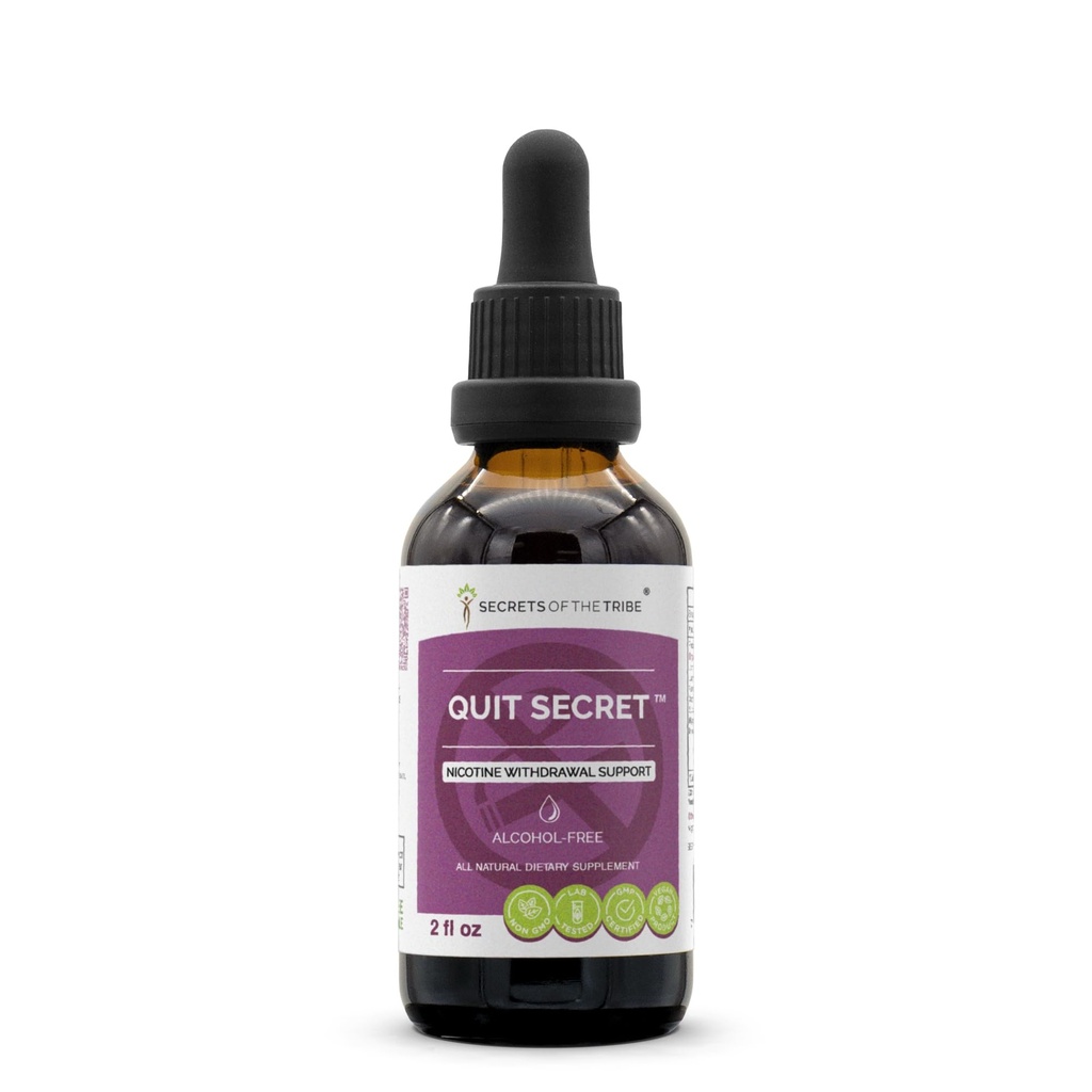 고요한 비밀 알콜 자유로운 추출물, Licorice, Lungwort, Numeg, St. John's Wort. Glycerite Tincture, 니코틴 철수 지원 (2 fl oz)