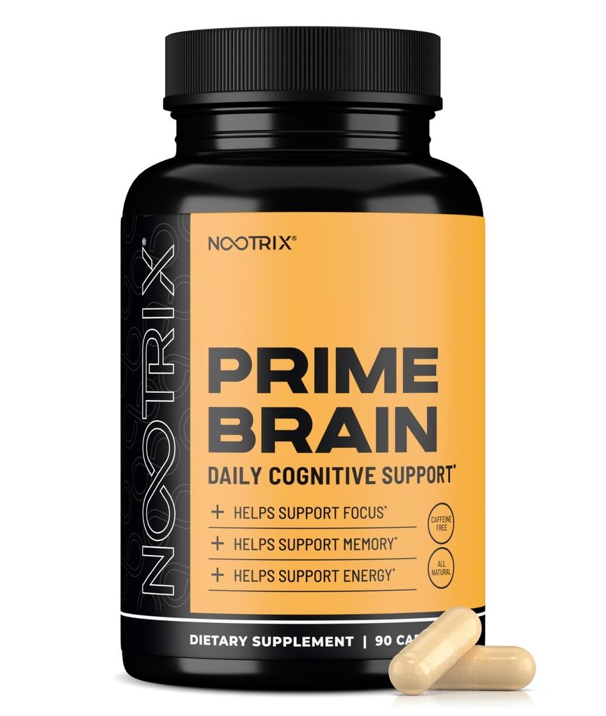 Nootrix Prime Brain Nootropic 보충 | 지원 메모리, 정신 초점,인지 건강 및 에너지 | 촉진 건강 무드 & 두뇌 기능 | Ginkgo Biloba, Lion's Mane & L Theanine | 90 캡슐