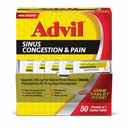 Advil Sinus Congestion와 고통, Sinus 구호 약, Ibuprofen와 Phenylephrine HCl를 가진 고통 Reliever와 Fever 흡진기 - 50는 정제를 입혔습니다