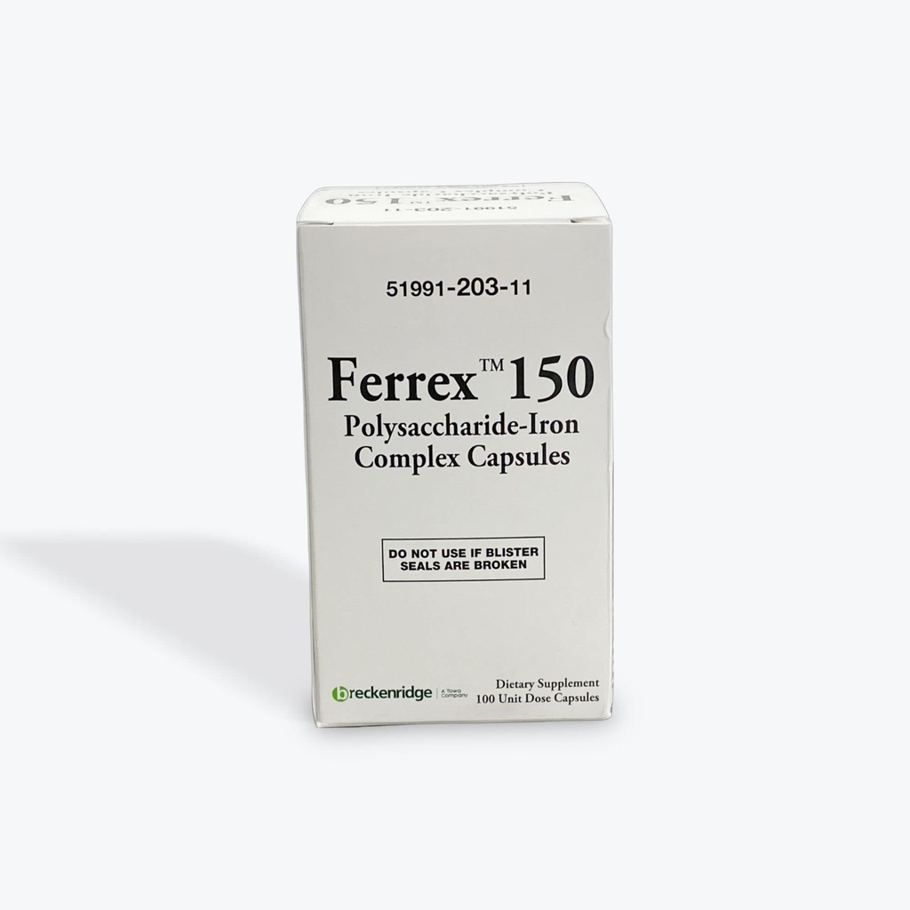 Ferrex 150 다당류 철 복합 캡슐 Breckenridge - 100 Ea