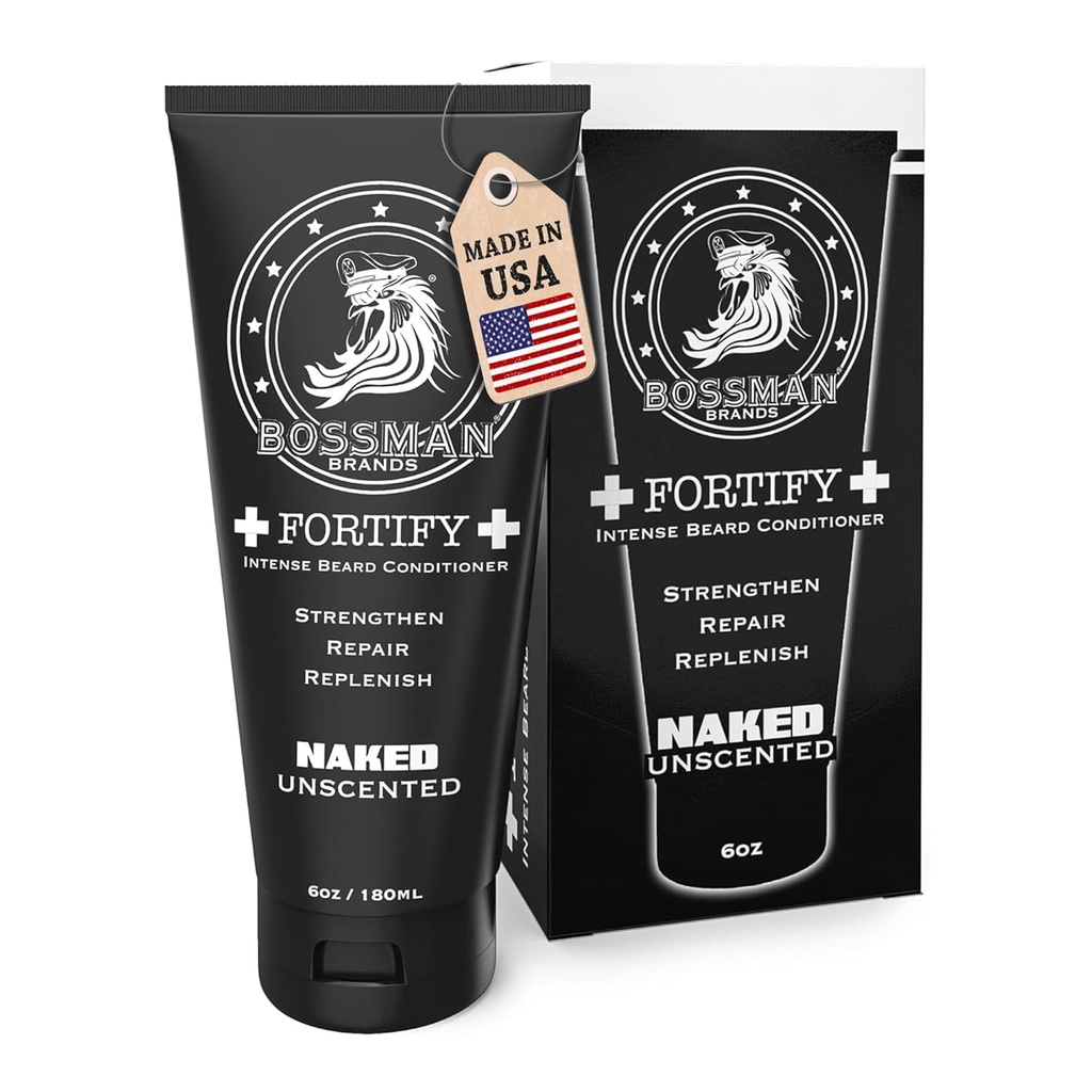Bossman Fortify Intense Beard 컨디셔너 남성 (나발 - Unscented) – Moisturizes, Replenishes & Protects with Natural Ingredients – 더 두꺼운 공식, 미국에서 만든