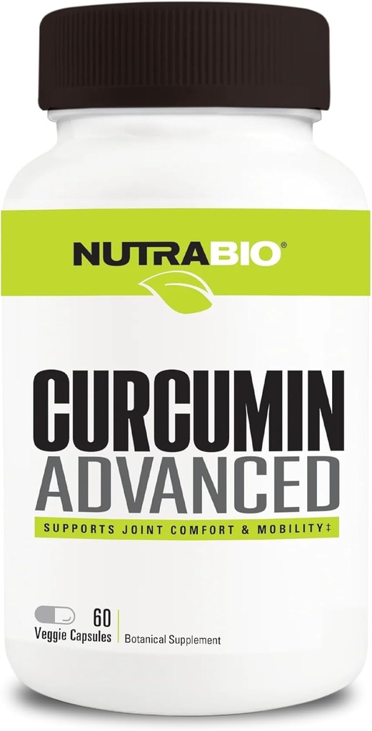 NutraBio Curcumin 고급 소화 및 관절 지원 단지, 60 야채 캡슐