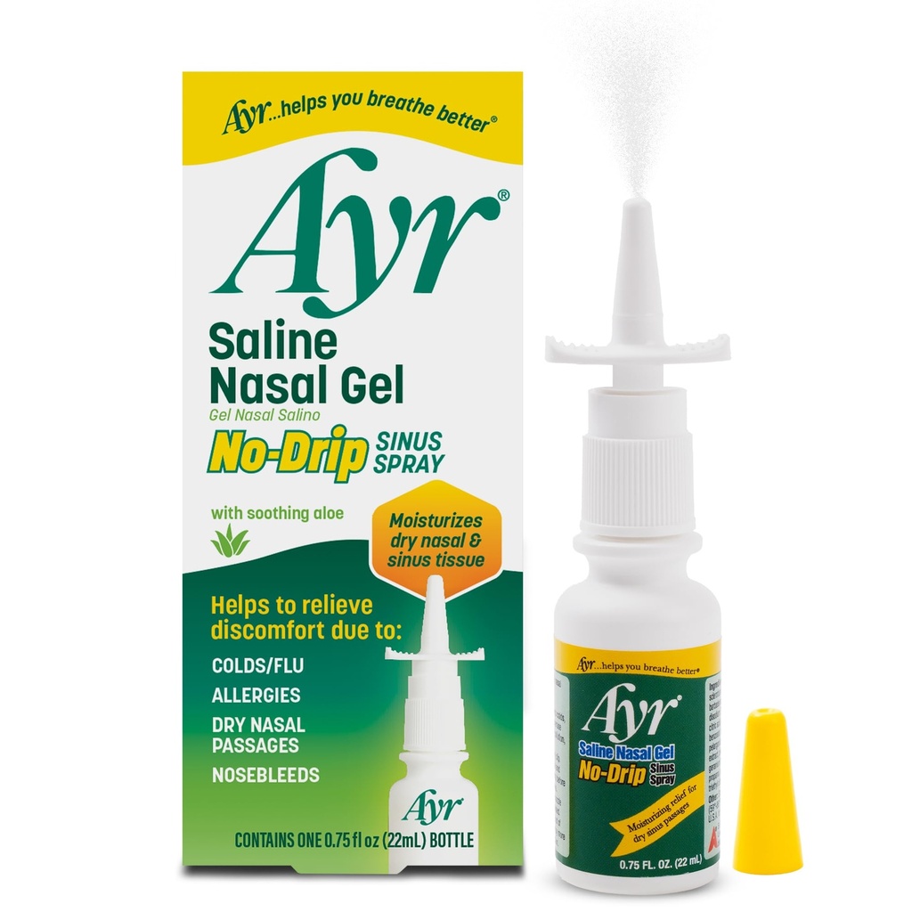 Ayr Saline Nasal Gel Soothing Aloe Vera, 0.75 Fl Oz 스프레이 병, (팩 1)