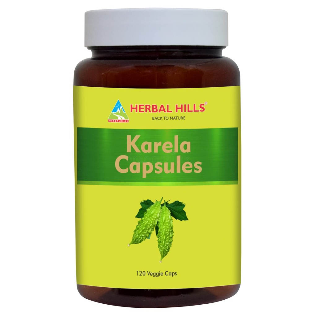 HERBAL HILLS Bitter Melon/Bitter Gourd/Karela 캡슐 (Momordica Charantia) | 120 조사 (900 mg) | 눈과 피부 건강을 위한 베스트