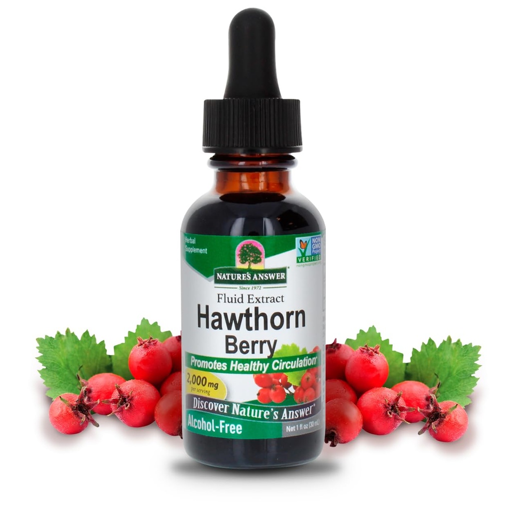 자연의 답변 Hawthorn Berries | 건강한 순환 기능 촉진 | 건강한 콜레스테롤 레벨 유지 | Gluten-Free, Alcohol-Free, Kosher Certified & No Preservatives 1oz