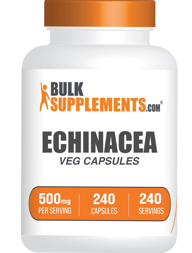 BulkSupplements.com Echinacea 추출 캡슐 - Echinacea 보충, Echinacea 캡슐 500mg - 면역 지원, 글루텐 무료, 서빙 당 1 캡슐, 240 캡슐 (팩 1)