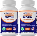 Vitamatic 높은 효능 Biotin 20000 mcg (20mg) Keratin 100mg - 120 채식 정제 - 성인을위한 건강한 머리 피부 및 손톱을위한 Biotin 보충 교재 (120 개)