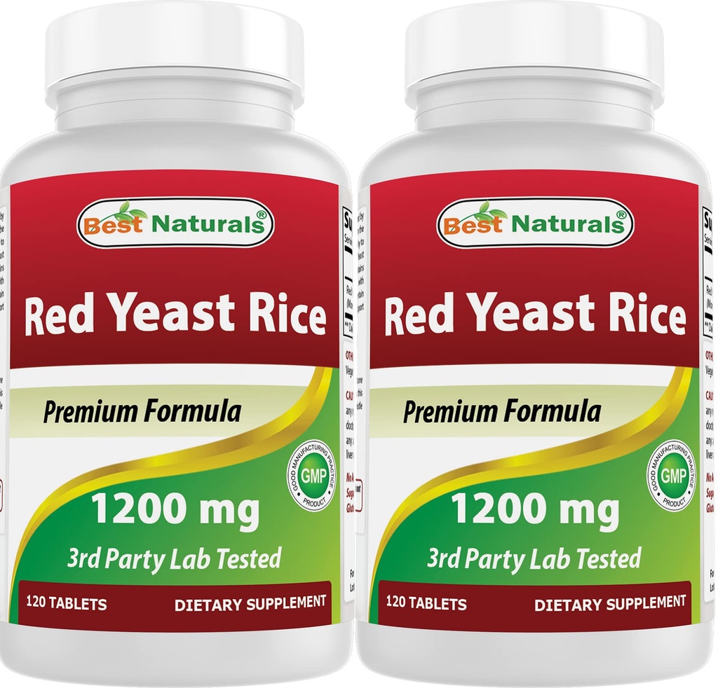 제일 자연적인 빨간 효모 밥 1200 mg (Non-GMO) 120의 정제 (120의 조사 2)의 포장)