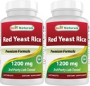 제일 자연적인 빨간 효모 밥 1200 mg (Non-GMO) 120의 정제 (120의 조사 2)의 포장)
